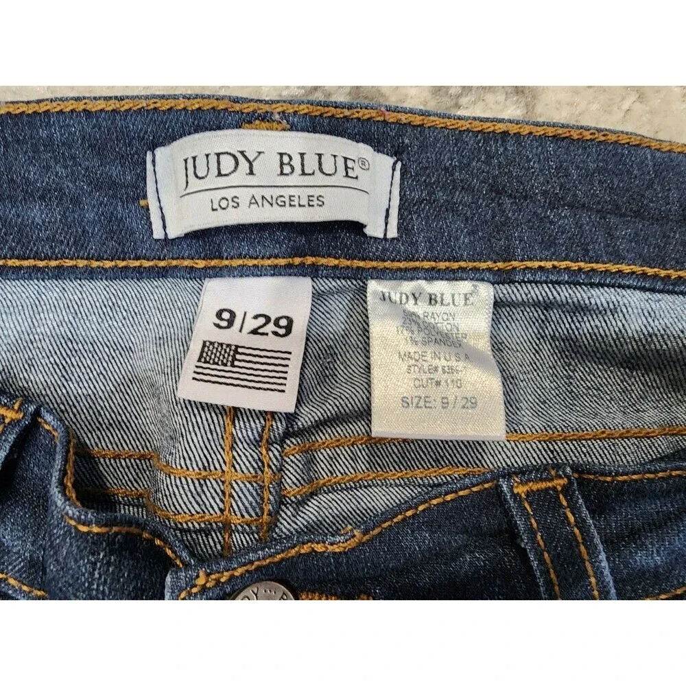 Judy Blue Womens Skinny Fit Jeans 8369-1 Blue Denim Frayed Hem 9/29 Boho Preppy - Picture 5 of 8